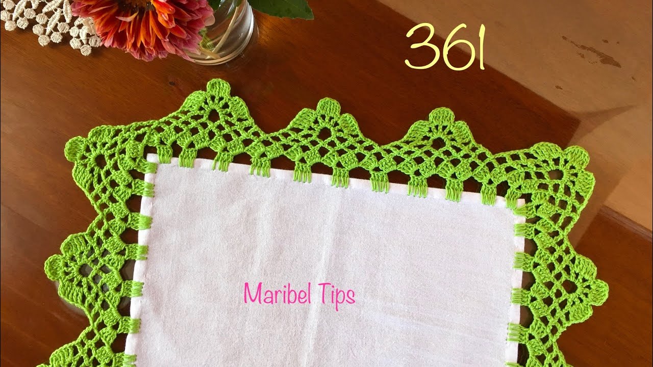 ¡que belleza!  🏆 ORILLA GRANDE PARA SERVILLETAS 💎PUNTILLA #  361 flores  @MARIBELTIPS