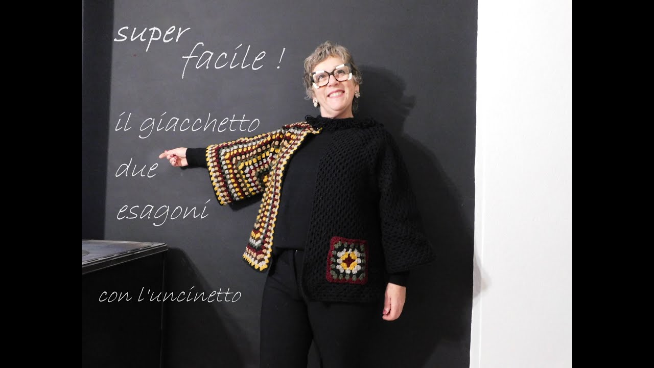 Super FACILISSIMO !!! il giacchetto due esagoni con l'uncinetto