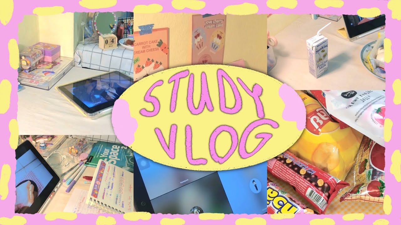 Study vlog 01 |เรียนออนไลน์💻,ทำสรุป✏️,ทำการบ้าน📓,กินซาลาเปา🍰🥛,[Bamza Channel]