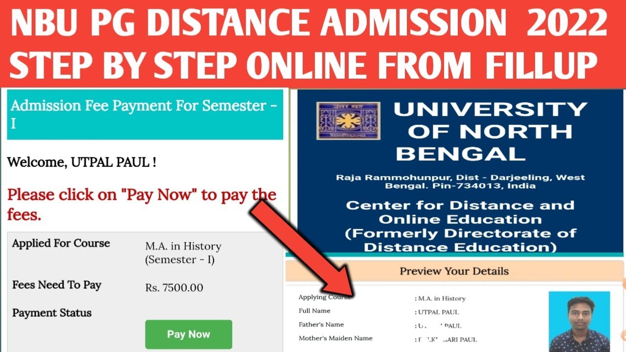 NBU PG Distance  step by step online from fillup 2022 || Nbu pg distance admission