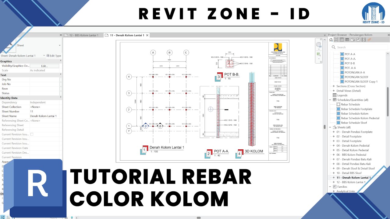 TUTORIAL REBAR COLOR KOLOM DI REVIT | STUDI CASE RUMAH 2 LANTAI