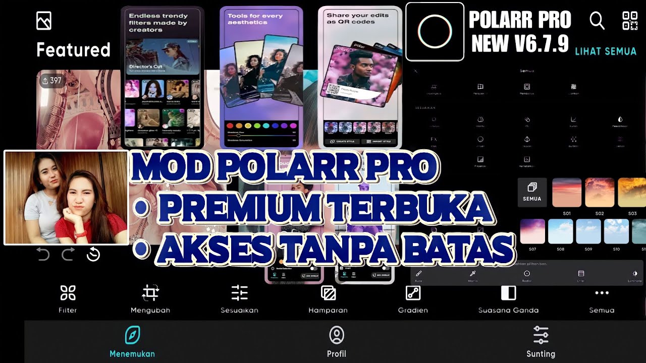 POLARR EDITOR PHOTO FILTER PREMIUM TERBUKA & AKSES SEMUA FITUR TANPA BAYAR