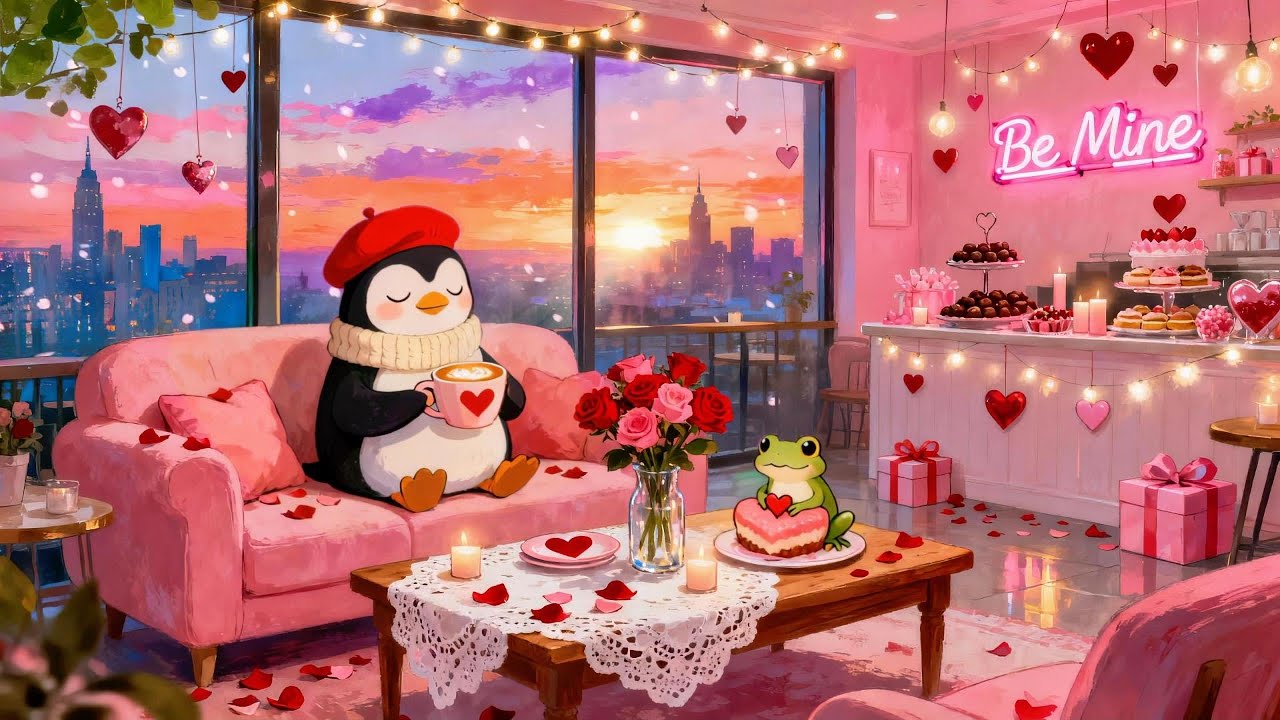 Sweet Valentine Lofi with Penguin 💖 Romantic Lofi for Love, Calm Comfort & Sweet Moments