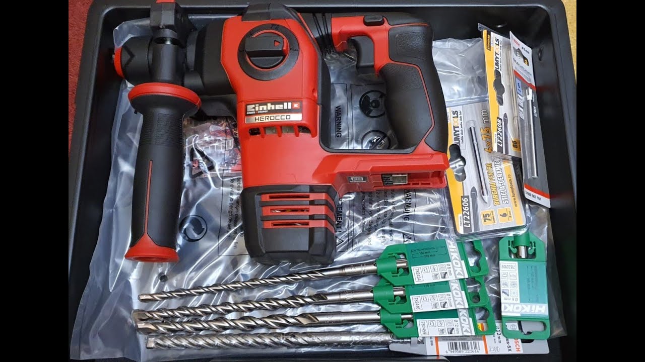 HARD TEST EINHELL HEROCCO BRUSHLESS 18v PXC CORDLESS ROTARY HAMMER on reinforced concrete-part 1