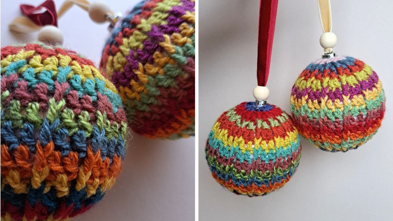 Easy DIY Crochet Christmas Baubles Tutorial for a Festive Bohemian Vibe, Scrap Yarn Buster Project