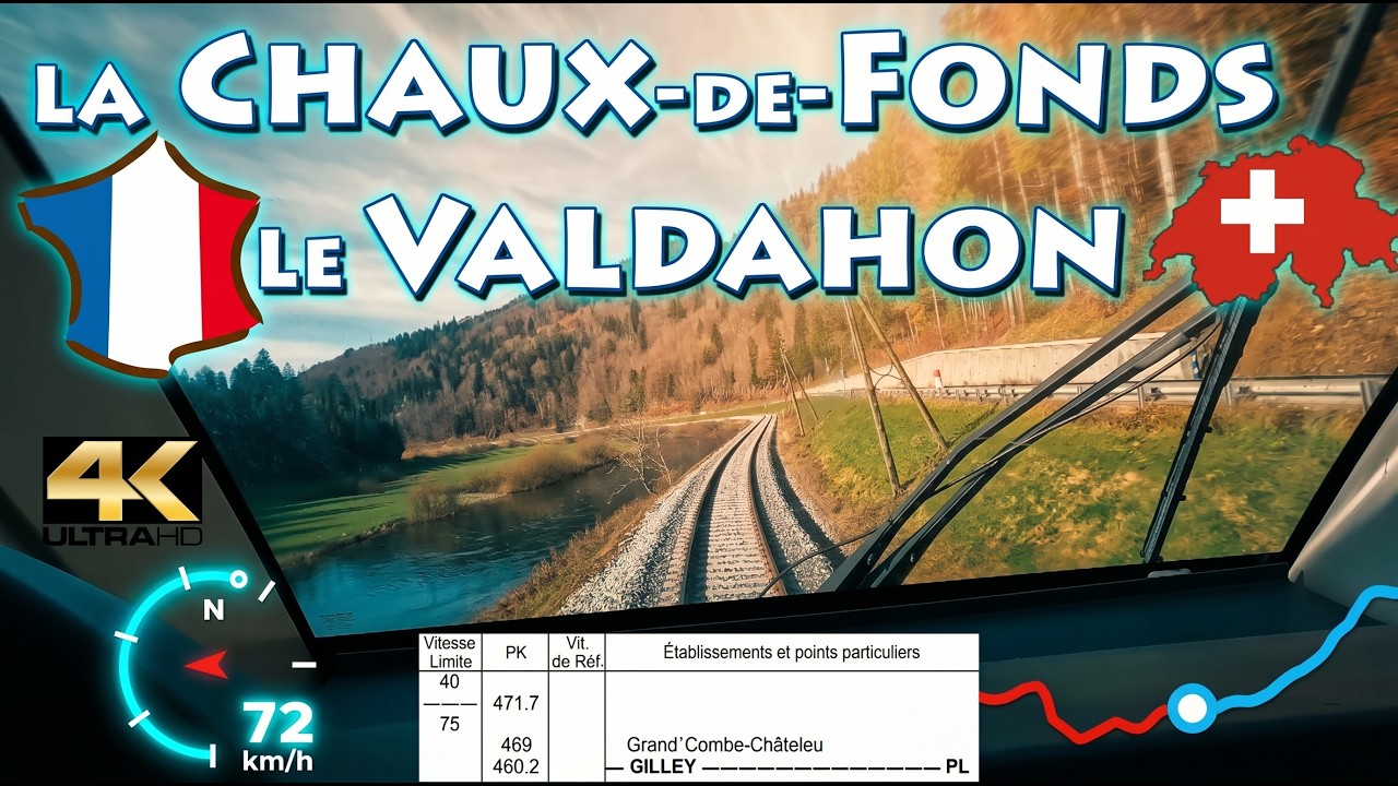 CAB RIDE 4K 🇨🇭 La Chaux-de-Fonds - Le Valdahon 🇫🇷  Ligne horlogers SNCF TER Bourgogne Franche-Comté