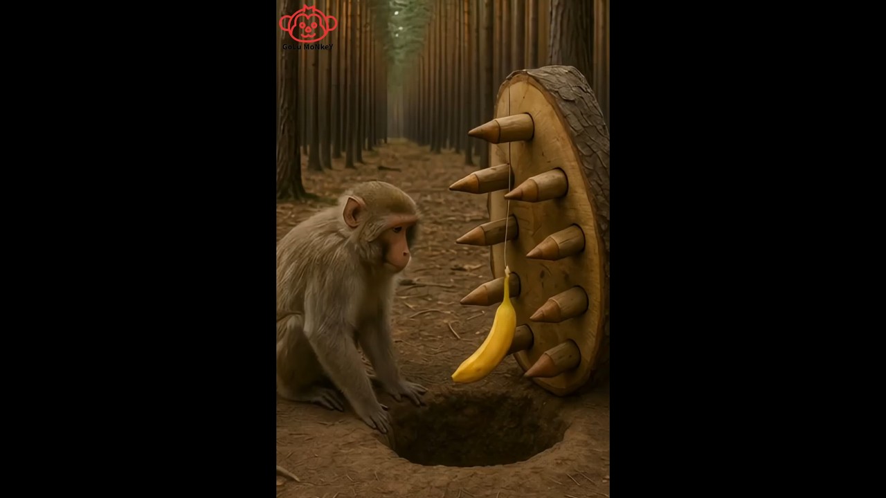 A monkey is being caught in a trap | monkey | traps | #youtubeshorts #shortsfeed #shorts