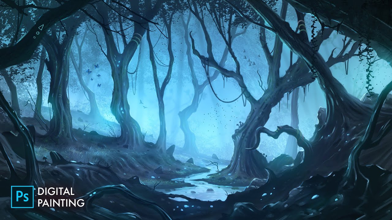 Painting A Fantasy Forest: Digital Painting Process (Photoshop - Digital Art 2021)