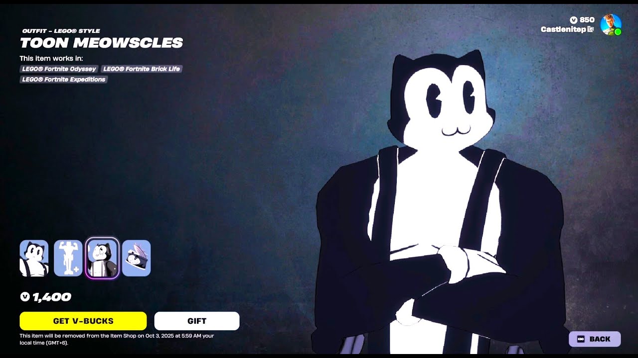 Toon Meowscles in todays fortnite itemshop...!!!
