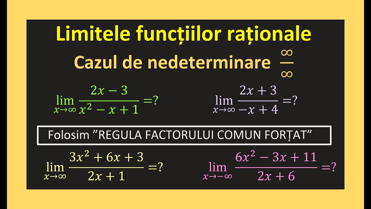 Limite de functii clasa 11 cazuri nederminare infinit pe infinit Exercitii(Invata Matematica Usor)