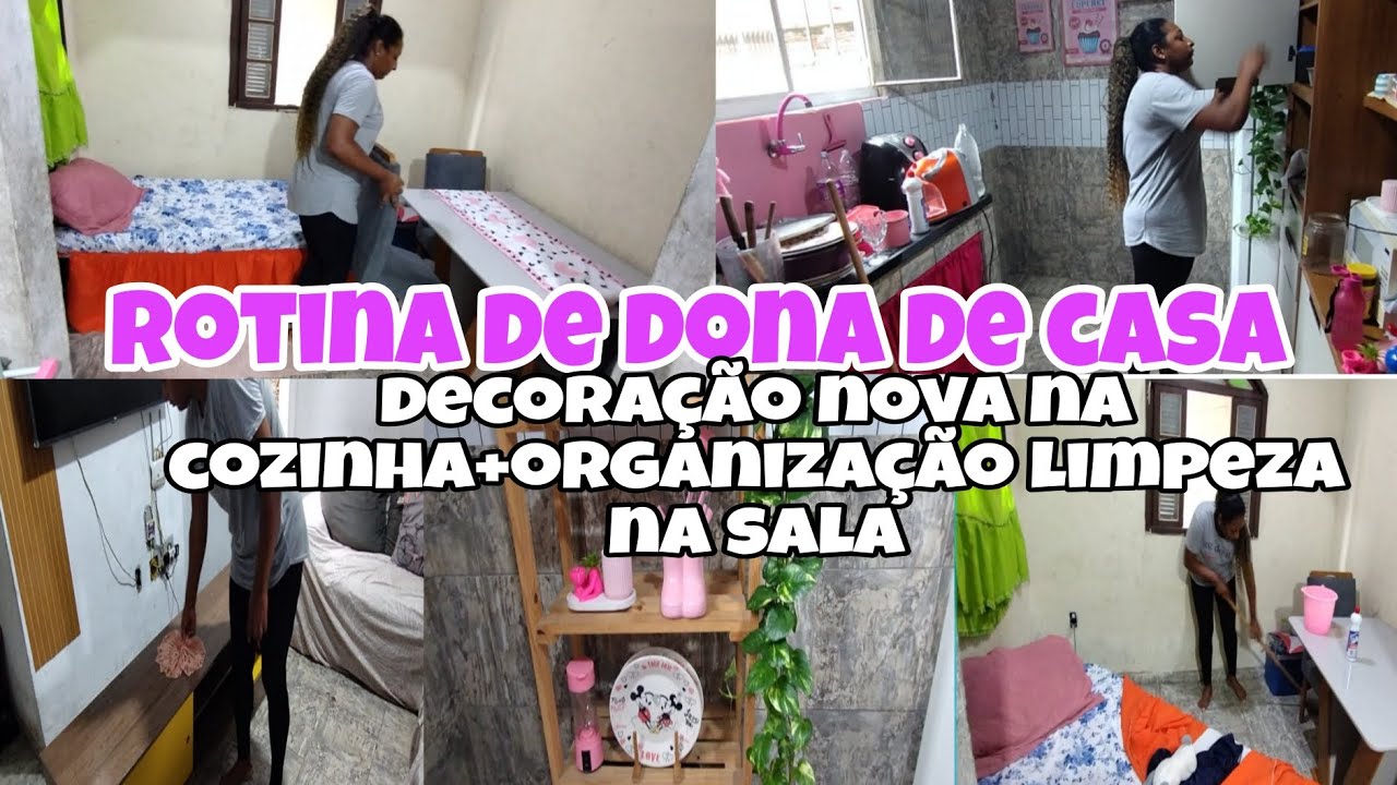 Rotina de dona de casa 🏠Limpei e organizei a sala 🥰 decoração nova na cozinha 