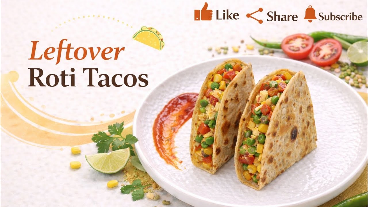 Leftover Roti Tacos🌮  Easy & Tasty Snack Recipe|👍Like|🔁Share|🔔Subscribe #tacos #rotitacos #ytshorts 