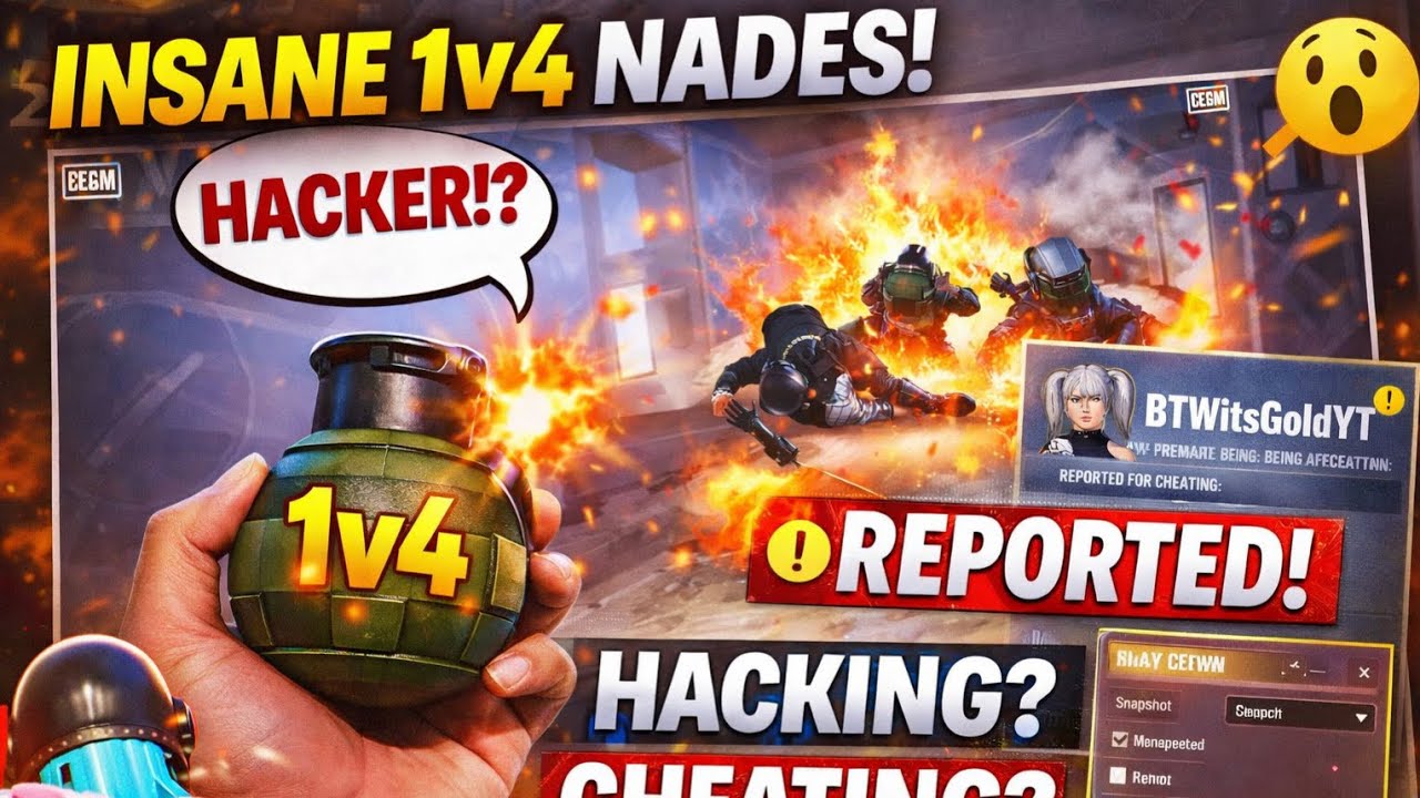 Fastest 1v4 Nade Ever 😱 | Hacker Bolke REPORT Kar Diya | BGMI