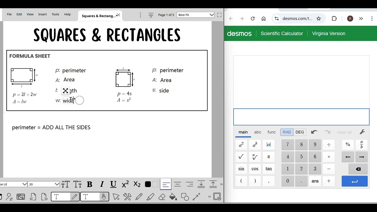 Area & Perimeter of Squares and Rectangles