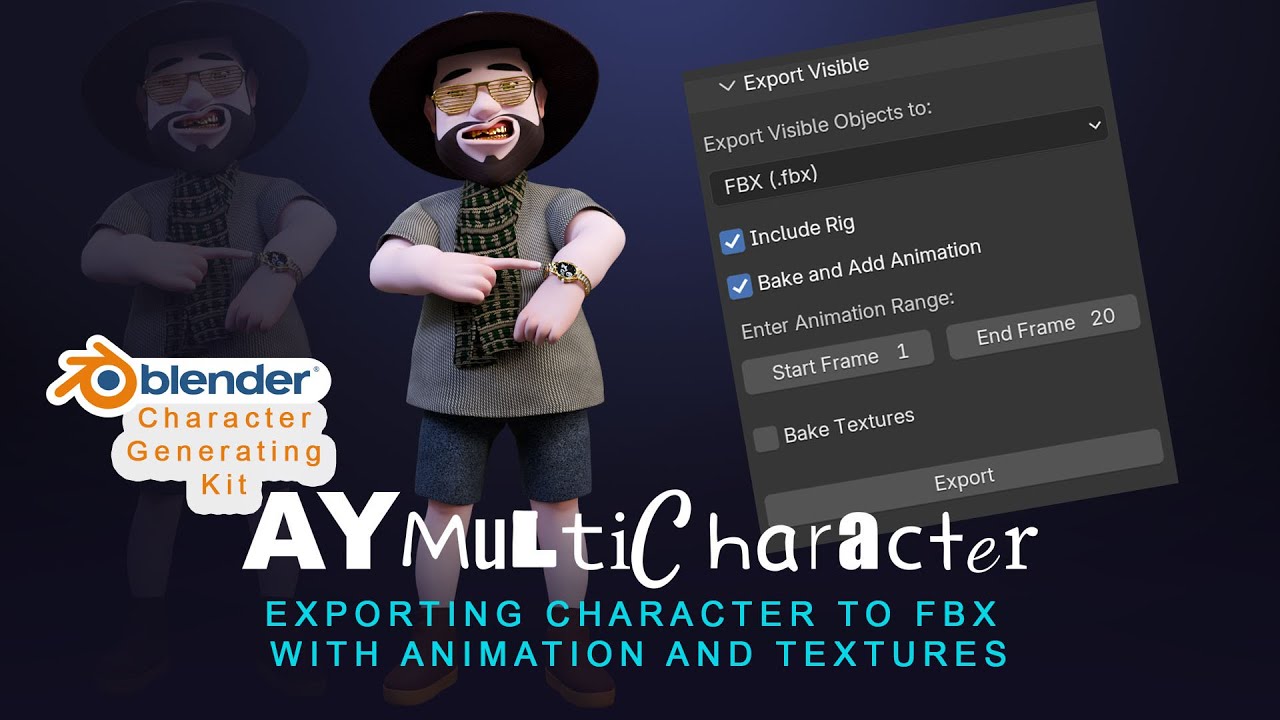 Exporting AYMultiCharacter to FBX with animation and textures