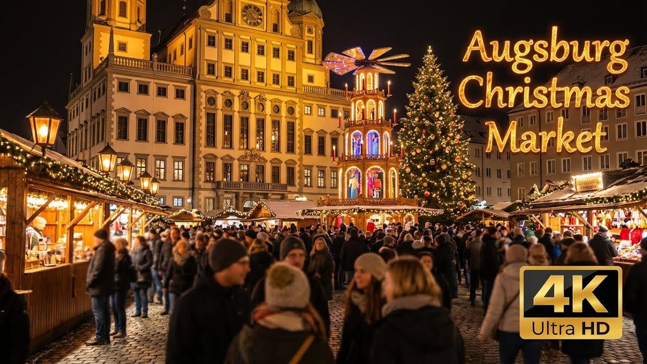Augsburg Christmas Market 2025 🌙🎄 Cozy Evening Walk in 4K Ultra HD | Germany Winter Atmosphere