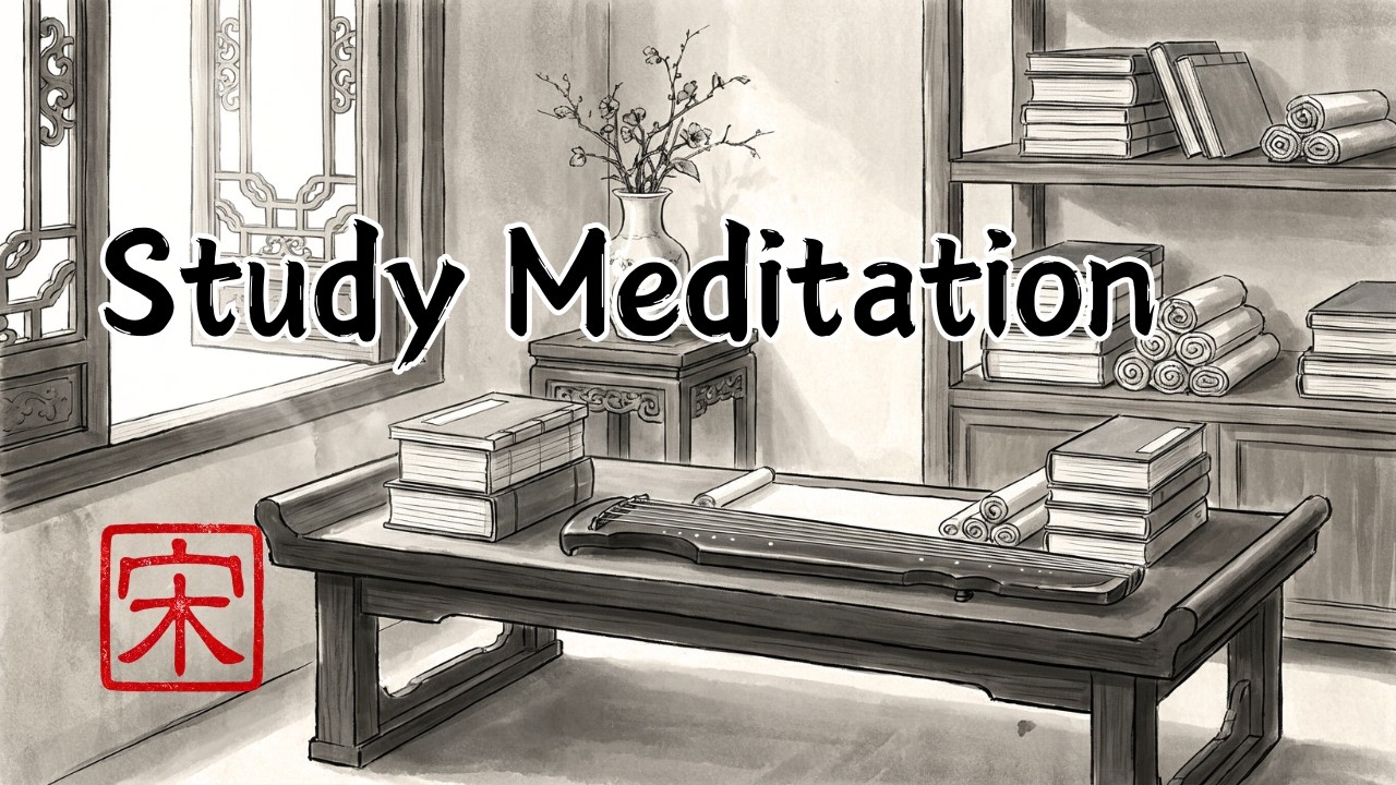 Song Dynasty Scholar Room Ambience 宋代書齋 | Chinese Music for Study & Focus | Guqin (古琴)