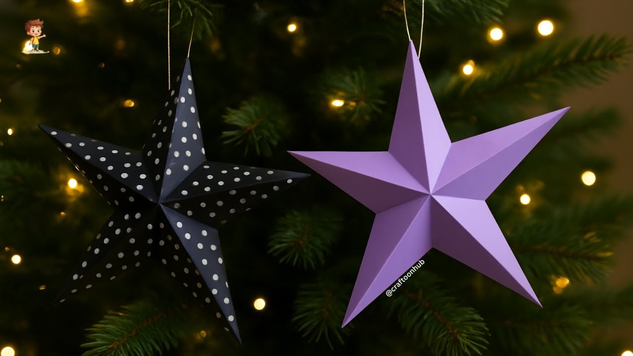 DIY 3D Paper Star Making | Christmas Craft | Easy Paper Decoration | Home Decor Ideas | Craftoon Hub