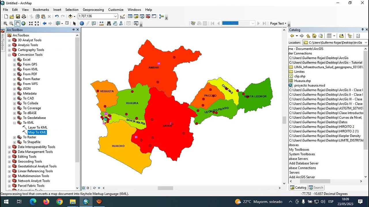 ¿Cómo pasar la información Shapefile a formato KML en ArcGis?