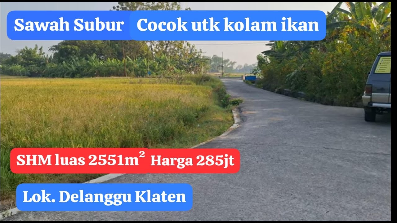 ❌️Terjual sawah cocok utk pertanian dan kolam ikan. SHM luas 2551m² hrg 285jt Lokasi Delanggu klaten