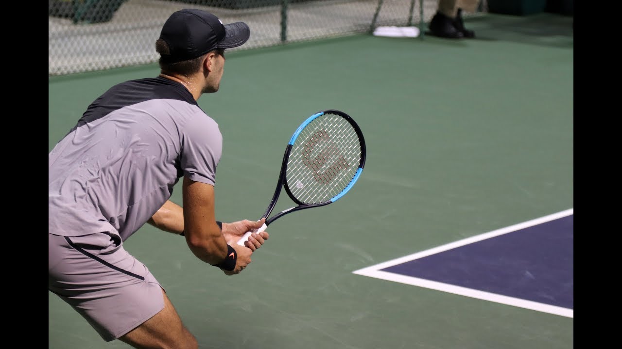Borna Coric vs Albert Ramos-Vinolas - Indian Wells 2018. Warm up and parts of match. First row seat!