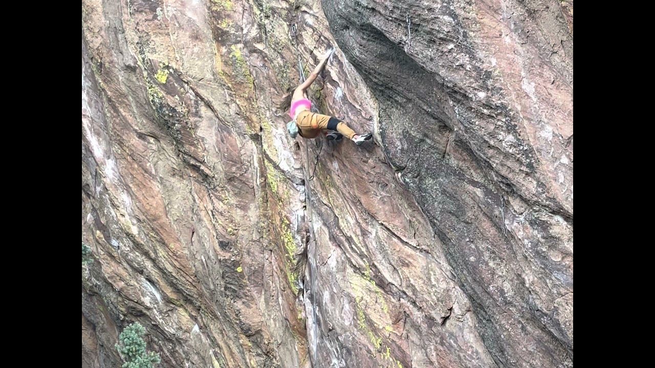 Sasha sending “No Philter,” 8b, 5.13d, Seal Rock, Flatirons, Boulder, Colorado