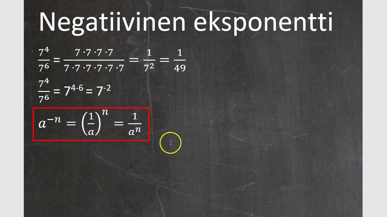 7. luokan matematiikka, kurssi 3: 12. Negatiivinen eksponentti