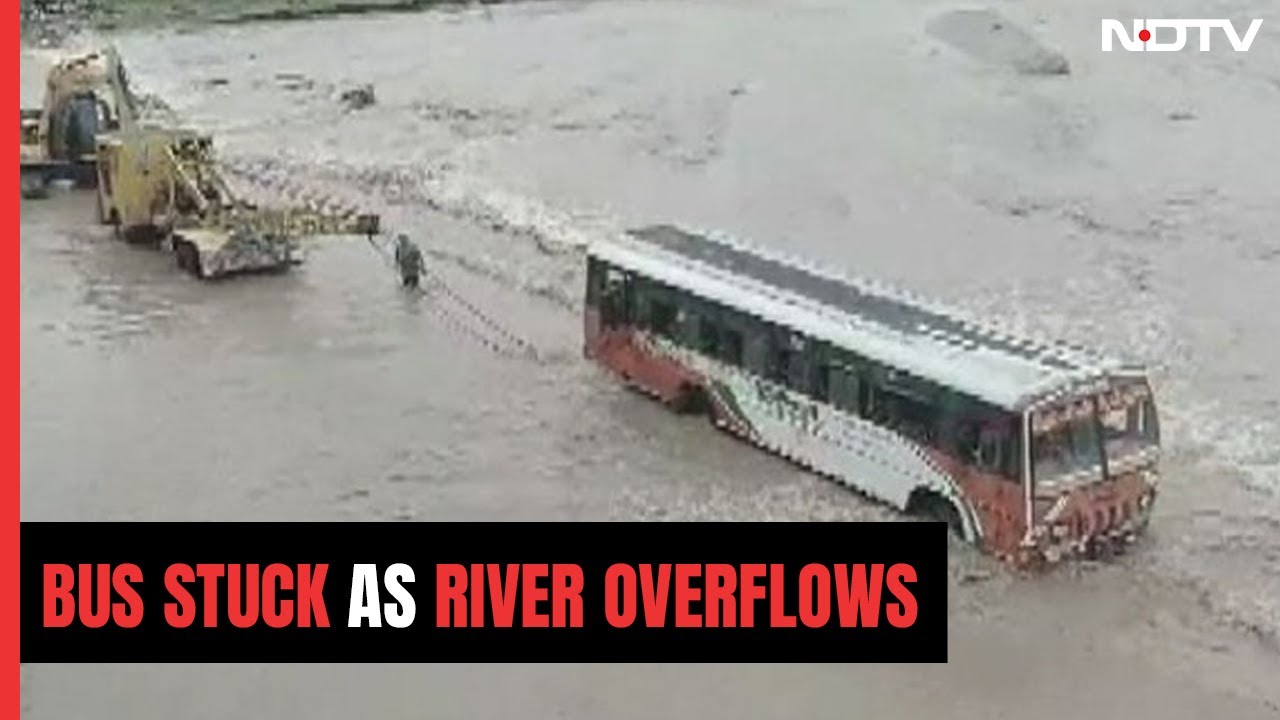 Passenger Bus Stuck As River Overflows In UP