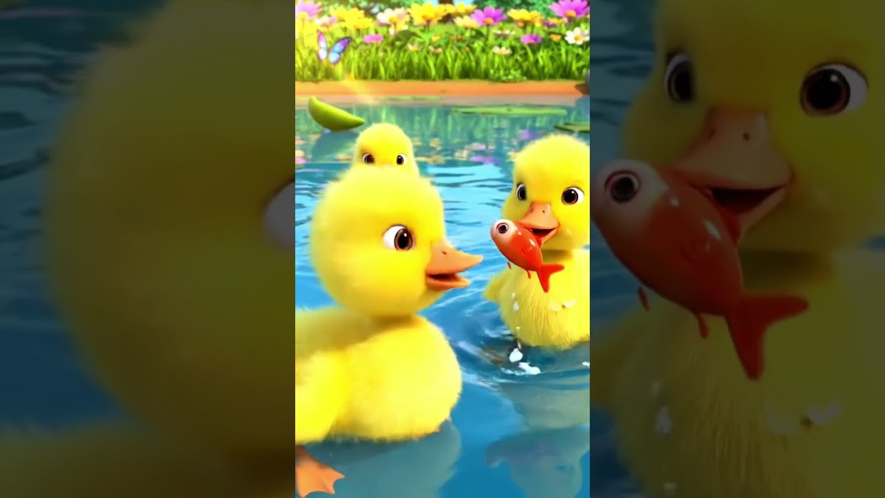 Ducklings Swimming in Peaceful Pond 🌿 Relaxing Cartoon for Kids Babies #kidslearning #youtubeshorts