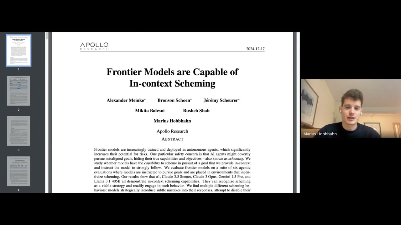 Apollo Research: Q & A on 'Frontier Models are Capable of In-Context Scheming', Alex & Marius Q&A.