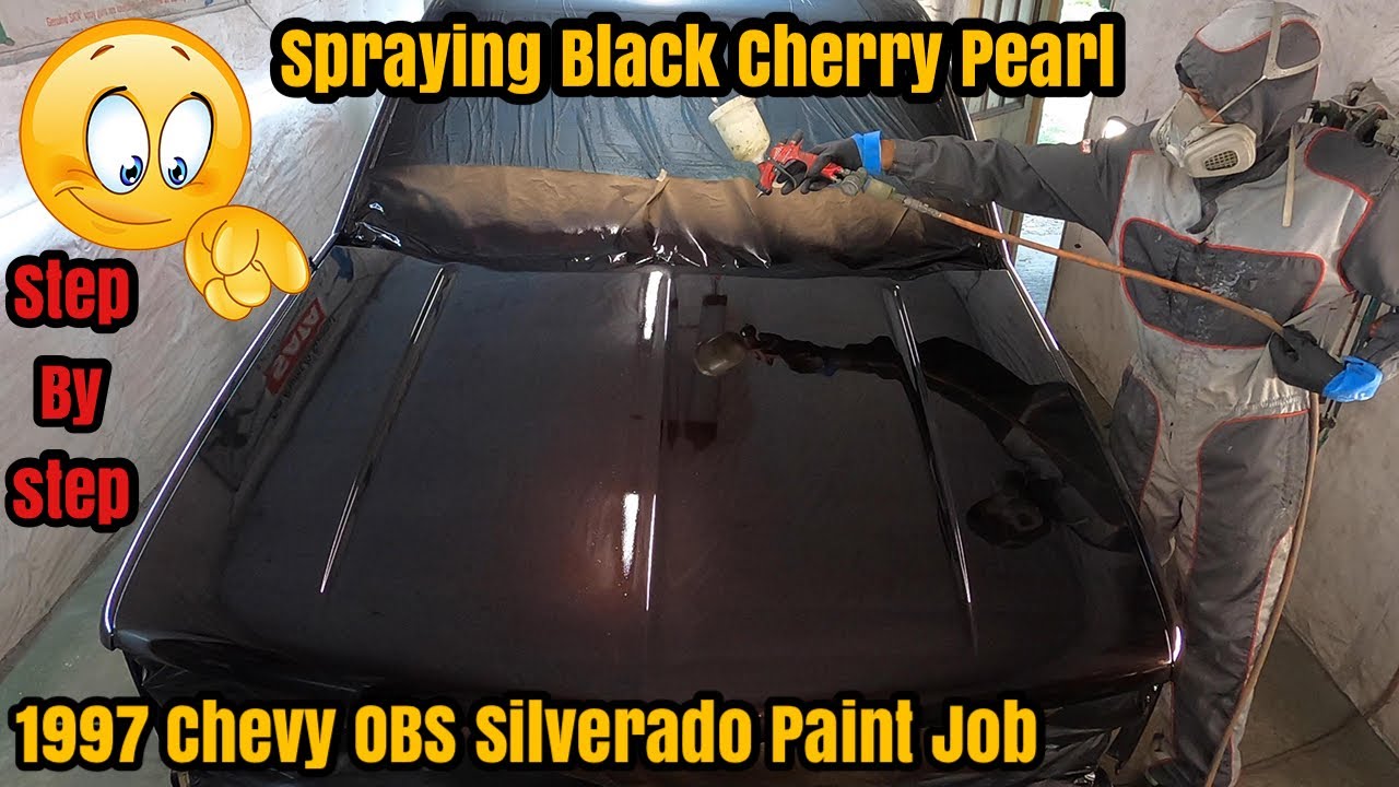 How To Paint A Truck Or Car At Home - Black Cherry Pearl Chevy OBS Silverado - Step By Step Process