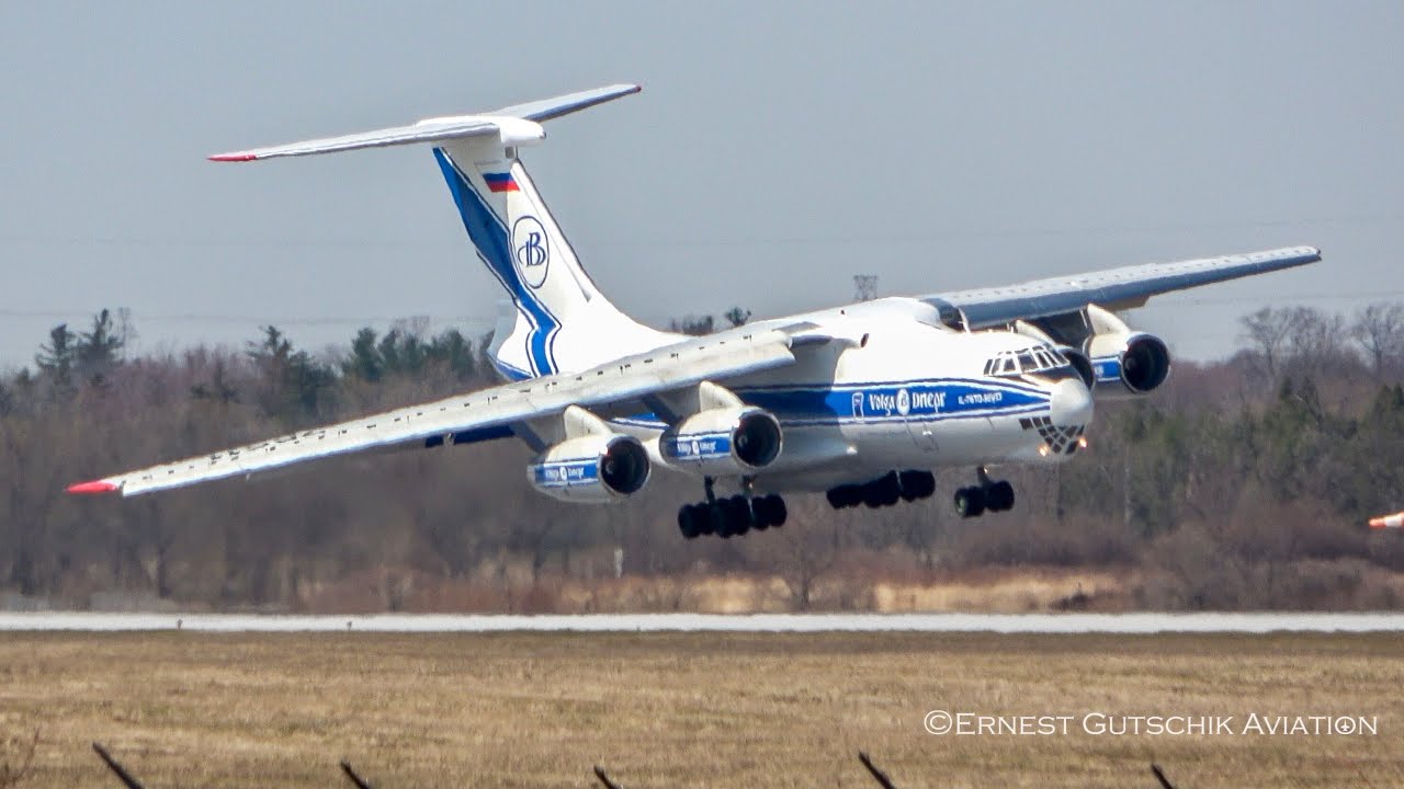 Crosswind Landing Volga Dnepr IL-76 Arrival + Departure | Hamilton