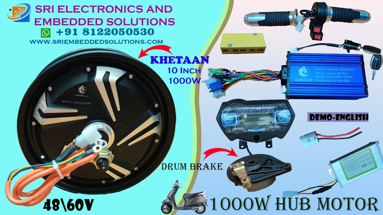Scooty Activa-petrol to Electric conversion kit-Hybrid-48/60v 1000w Hub Motor - Full Demo -English