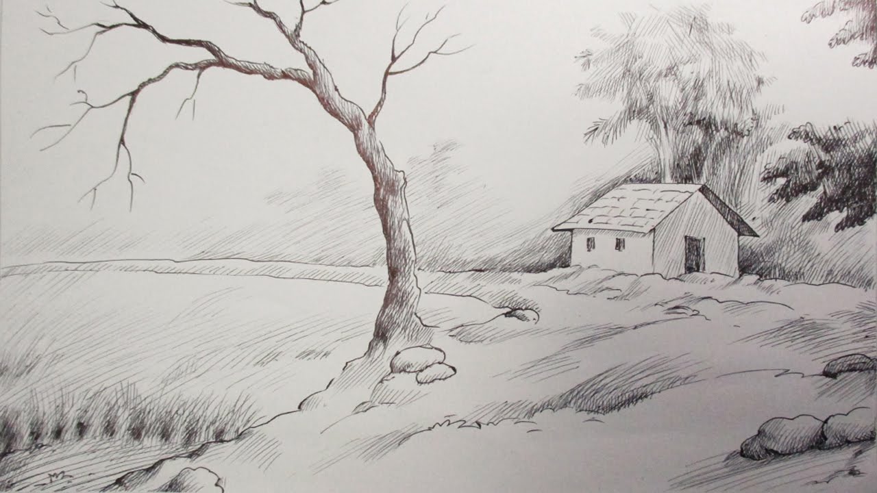 Pen & Ink Drawing Tutorial | How to Draw A Scenery