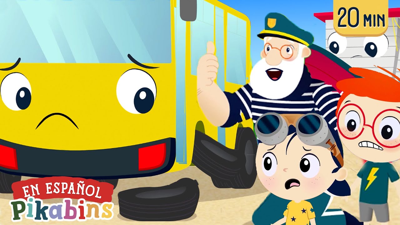 Canción las Ruedas del Bus y el Bote | #videosparaniños | Pikabins Canciones Infantiles Educativas