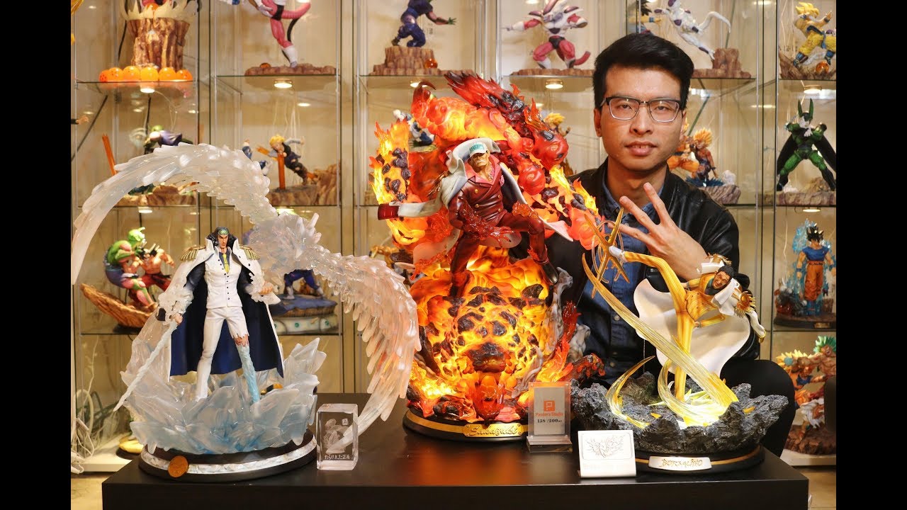 Review All 3 One Piece Marine Admirals Akainu Aokiji Kizaru Statues.
