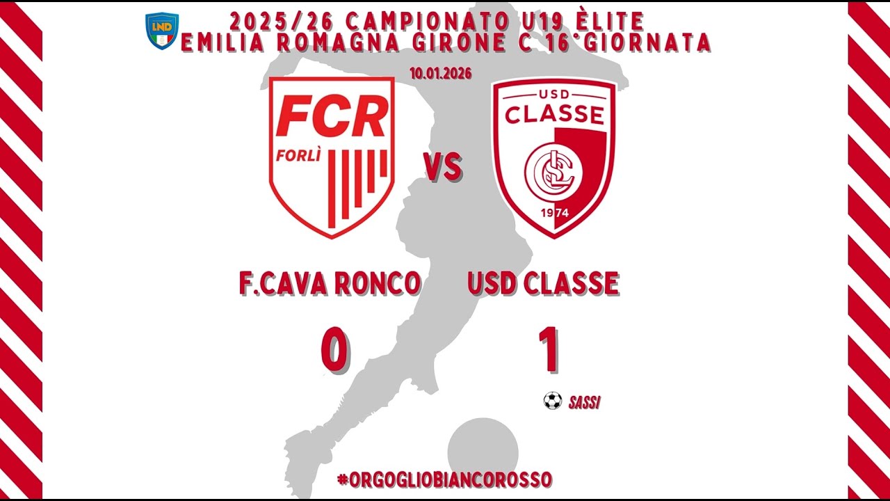 U19 Campionato Reg  Elite Emilia R  girone C 16a giornata F.Cava Ronco Vs. Usd Classe