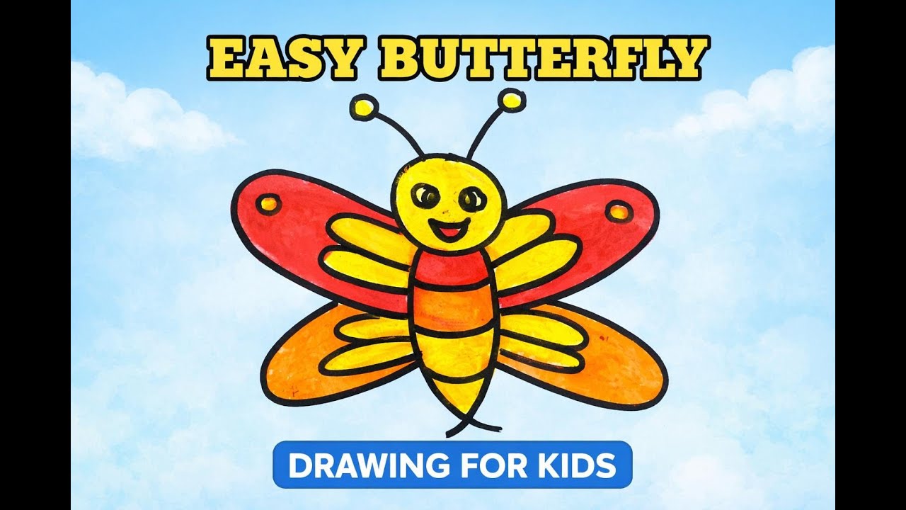 How to Draw a Simple Butterfly for Kids - Easy Step by Step​