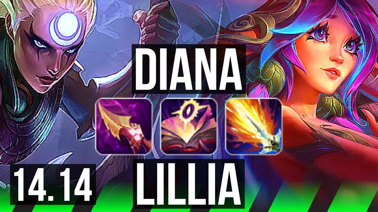 DIANA vs LILLIA (JGL) | Rank 3, 6 solo kills, Legendary, 38k DMG, 14/5/11 | JP Challenger | 14.14