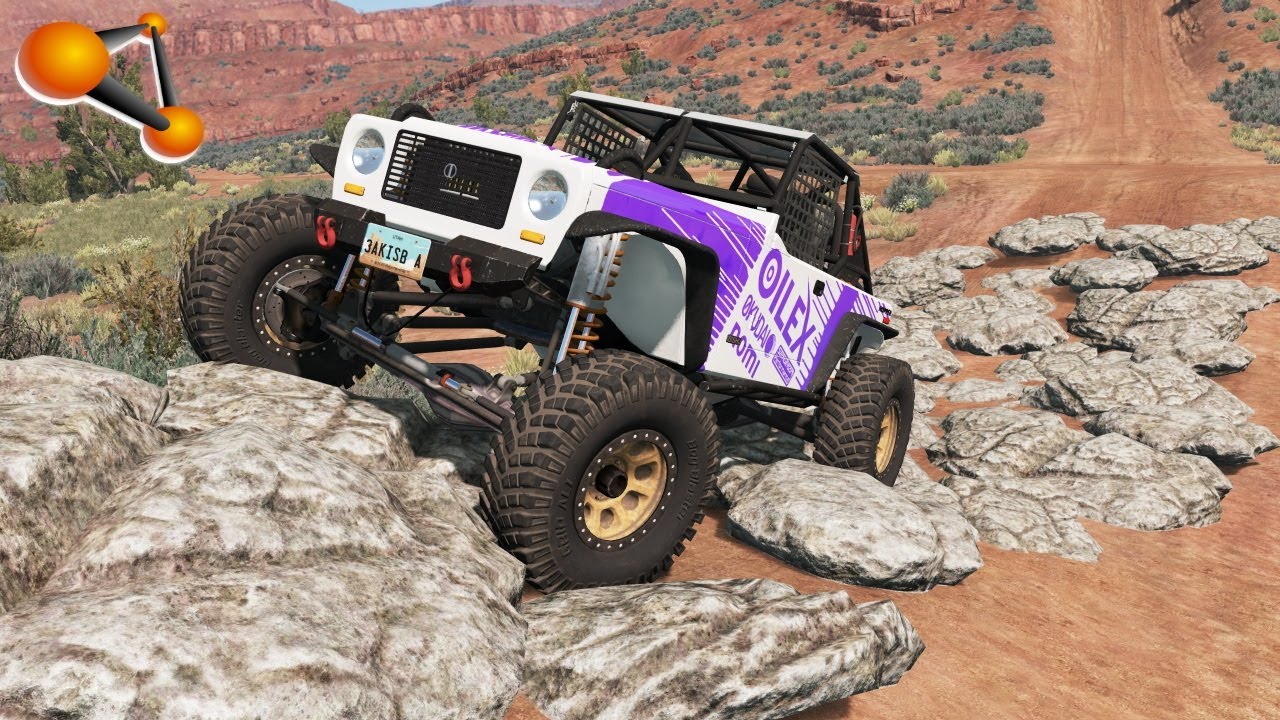 BeamNG.drive - Cars Driving Over Rocks And Obstacles