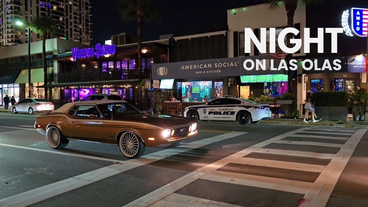 Walking Las Olas Boulevard at Night - Real City POV