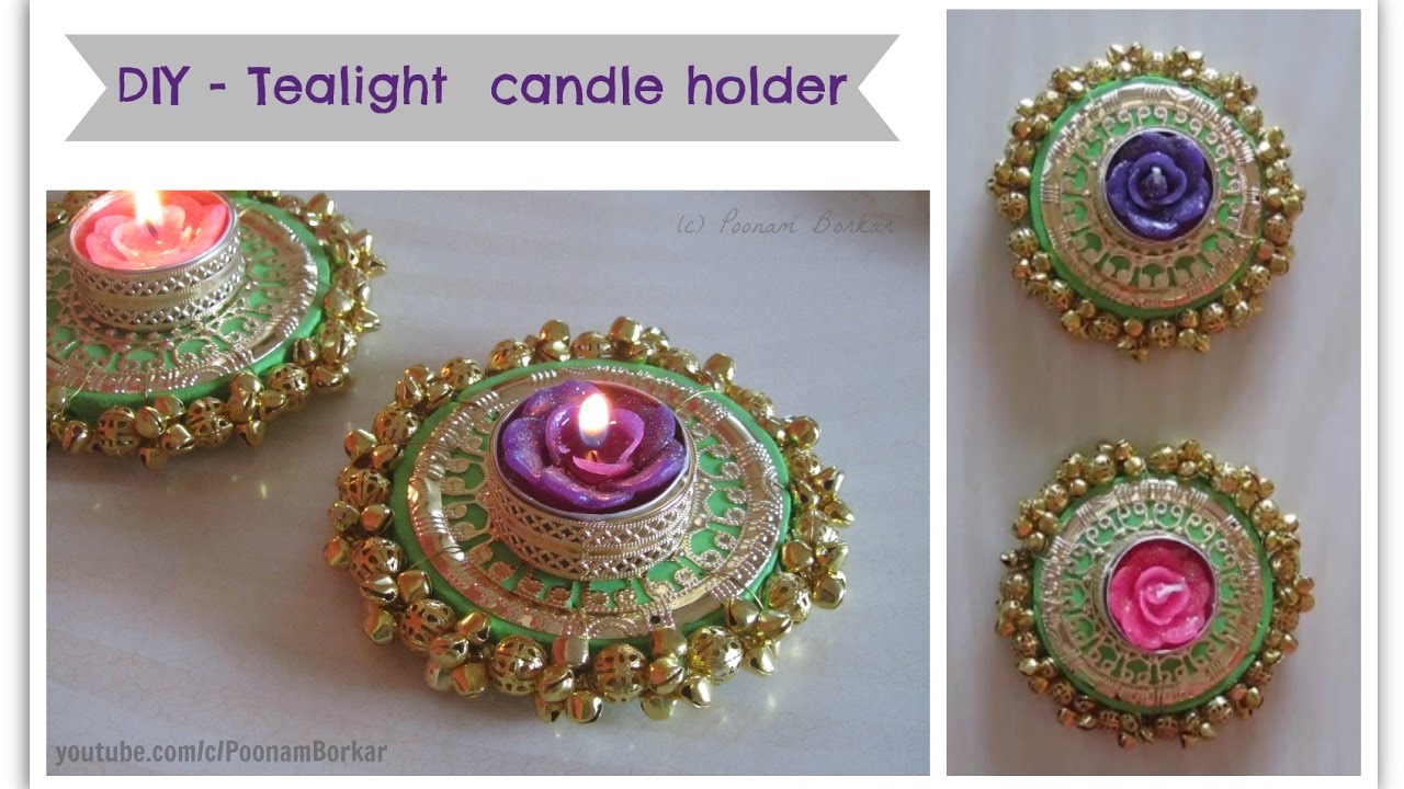 DIY - Tealight Candle holder | Beautiful golden diya tealight candle holder for diwali decoration