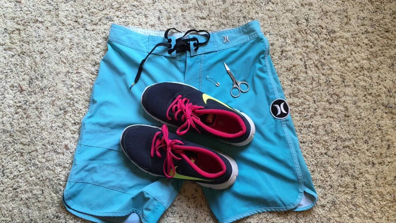 Fixing Men's Swimsuit Waistline With a Shoelace