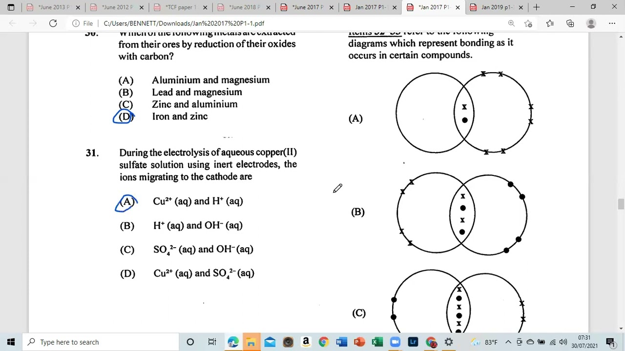 JANUARY CHEMISTRY 2017  PAPER 1       1- 60 (must watch)