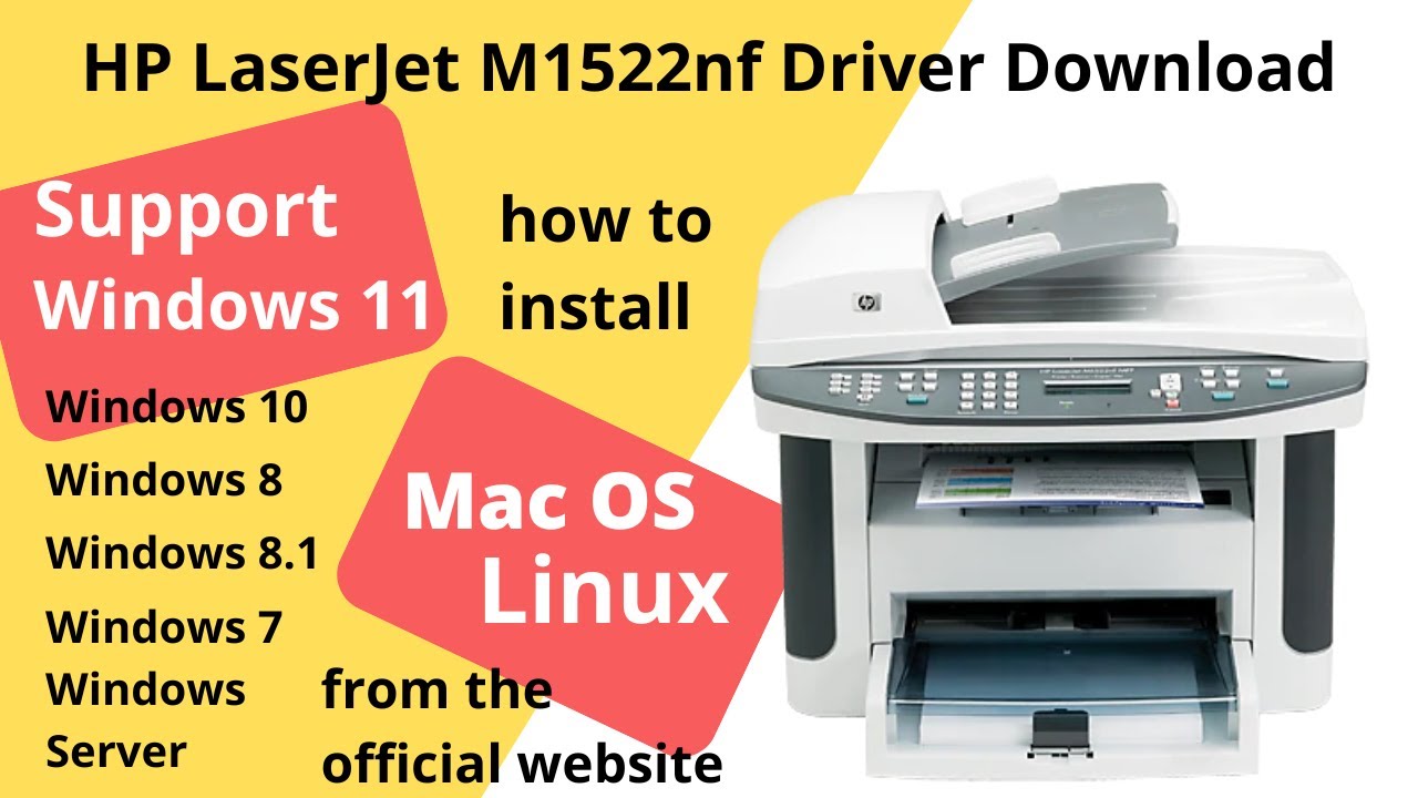 Загрузка и установка HP LaserJet M1522nf для Windows 11, Windows 10, Mac 13, Mac 12.