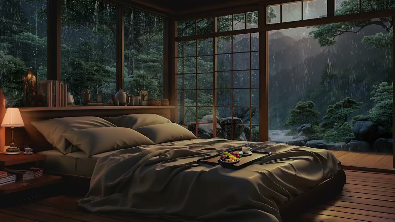 Calm Piano & Heavy Rain for Stress Relief and Sleep