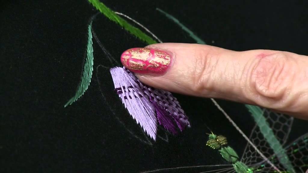 Watch Helen M Stevens demonstrate laddering (needleweaving) embroidery technique