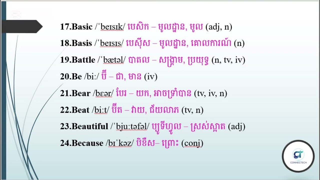 Learning English Words | រៀនពាក្យអង់គ្លេស បកអង់គ្លេសទៅខ្មែរ
