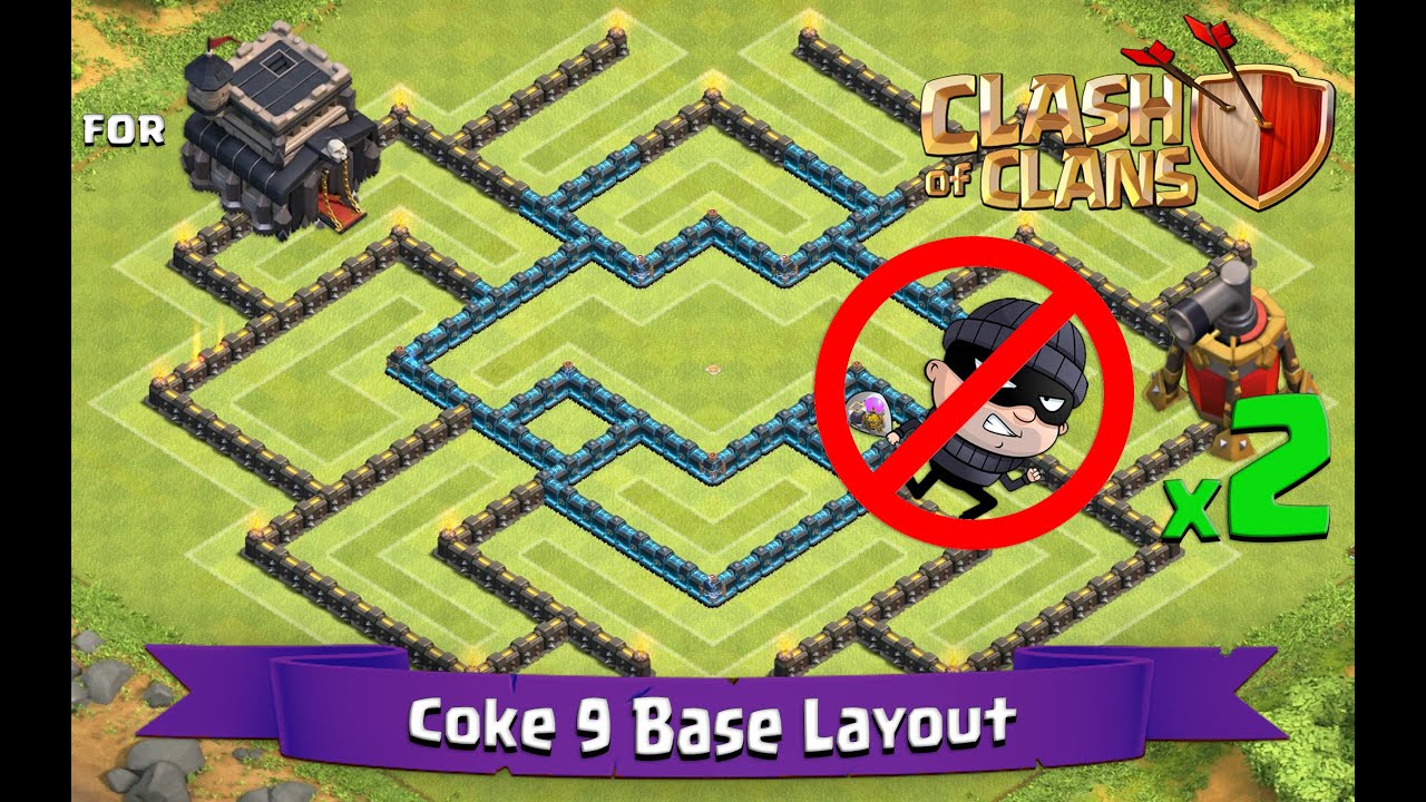 Clash Of Clans: TH9 | BEST Farming Base Layout (2 x Air Sweepers) - Coke 9