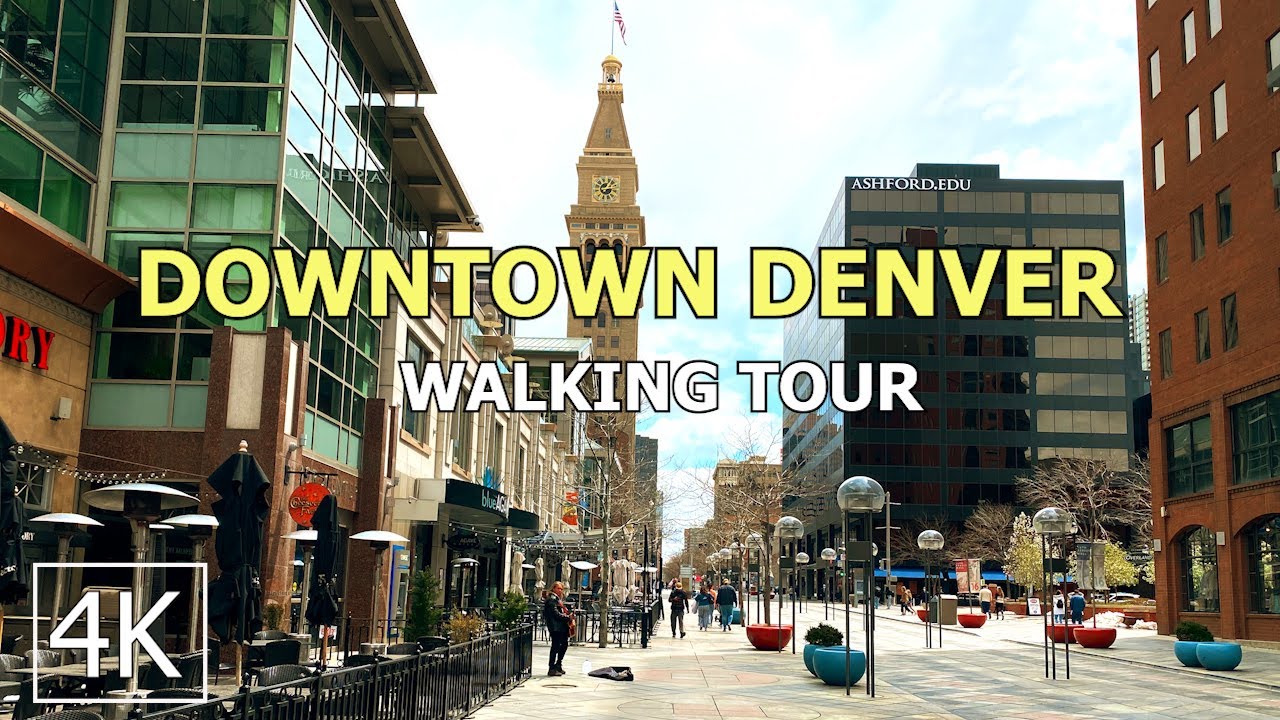 DENVER - 4k walking Downtown Denver - Colorado - US 16th street Mall to Colorado State Capitol
